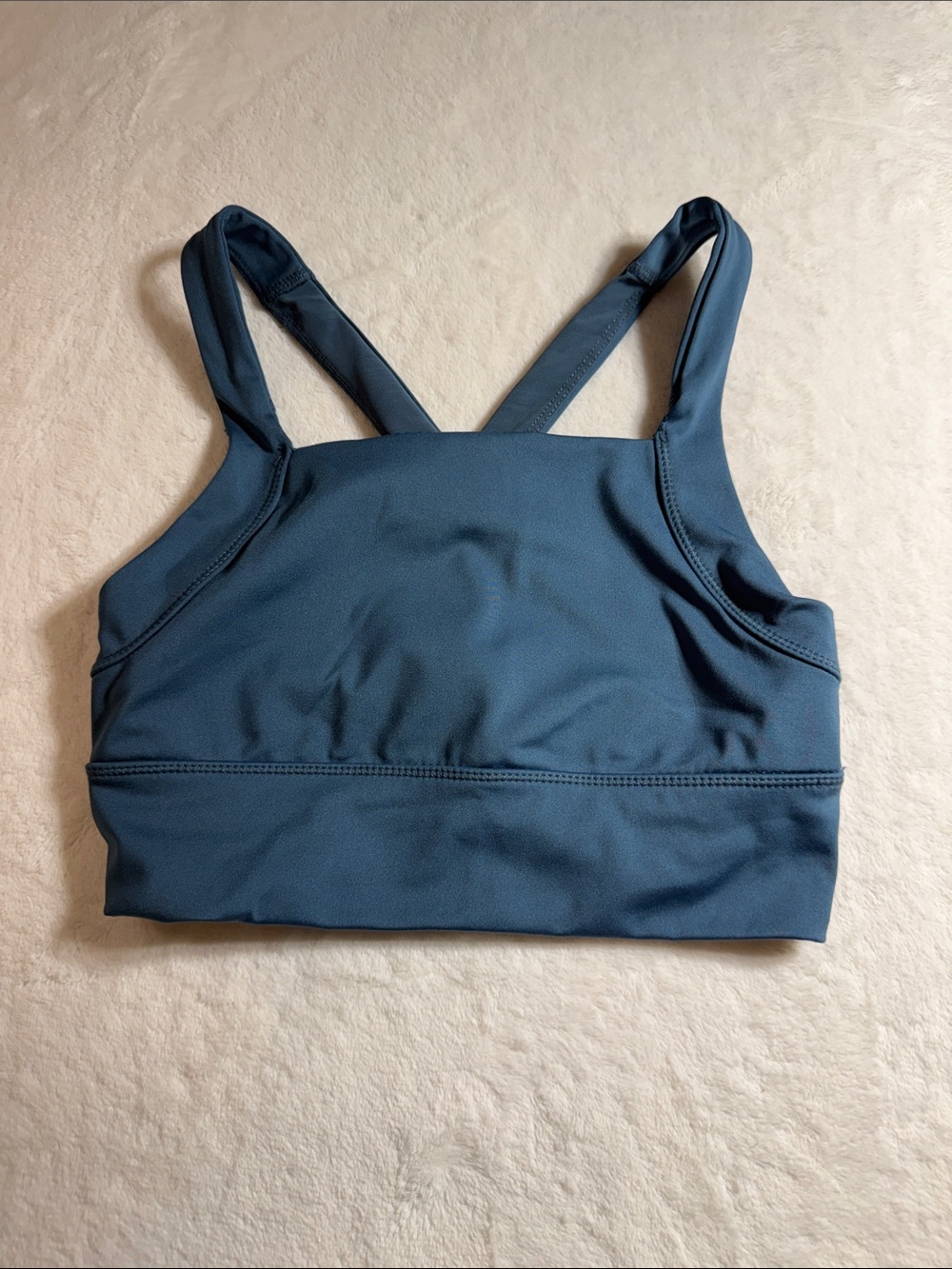 Women's High-Neck Sports Bra - Steel Blue
